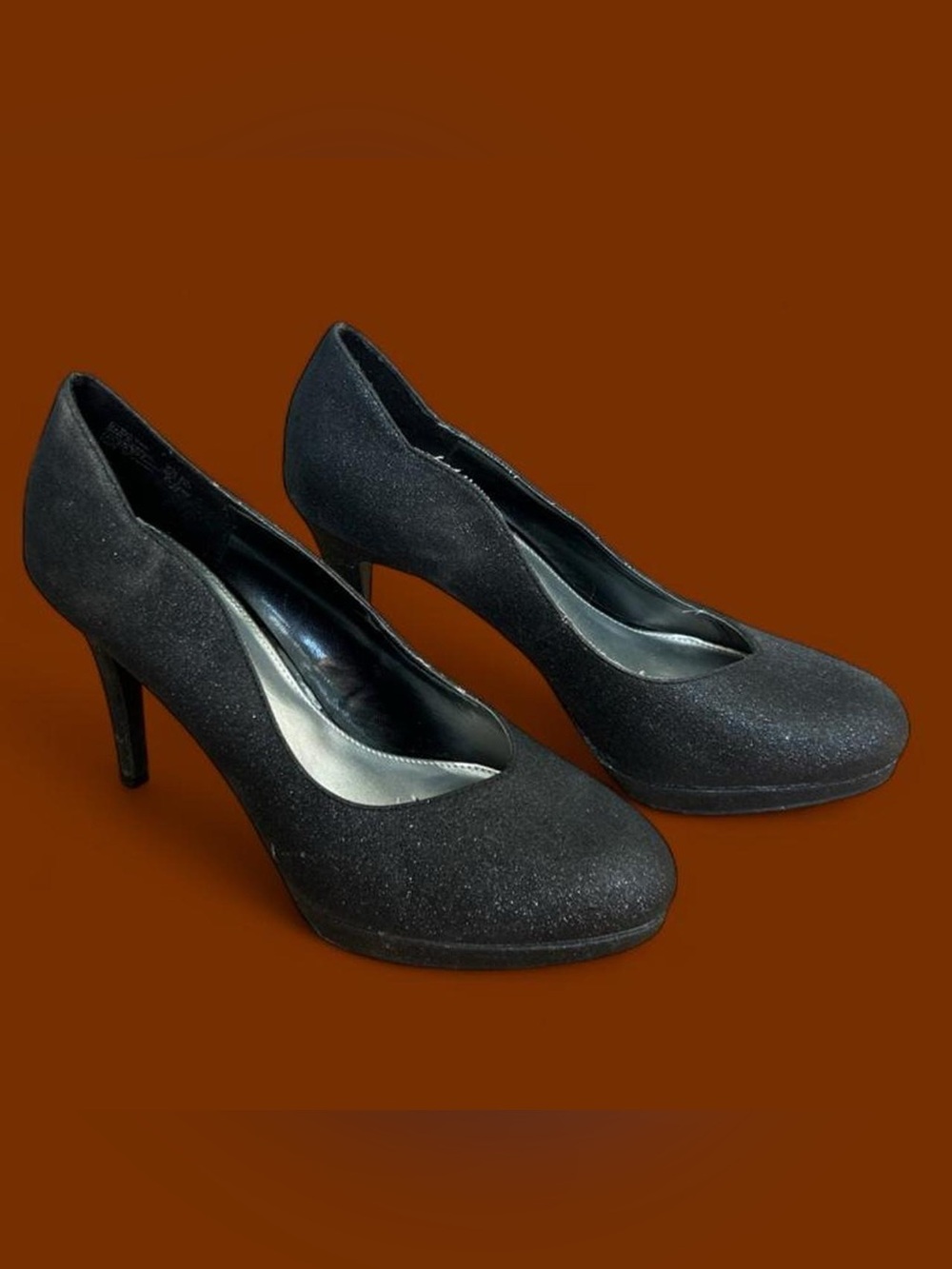 FIONI Clothing Black Sparkle Mid Heel Pumps